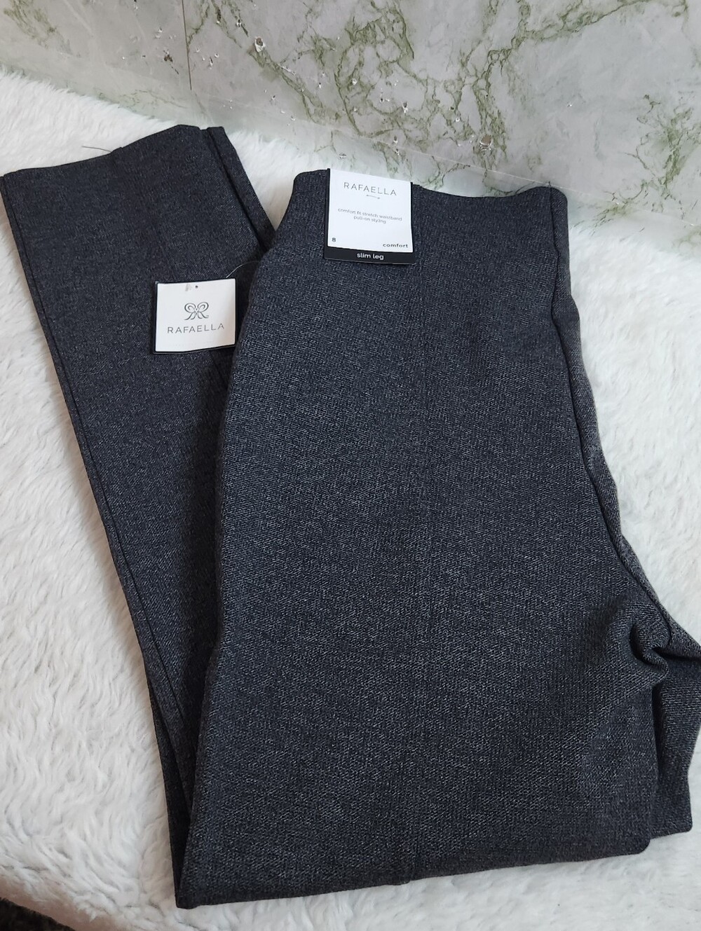 RAFAELLA Gray Comfort Pull-on Slim Leg Pants